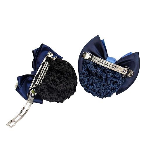 Miniatura 8 de AUEAR, 4 piezas de lazo de satén para el pelo con red de redecilla pasador con clip de moño cubierta de moño para mujeres