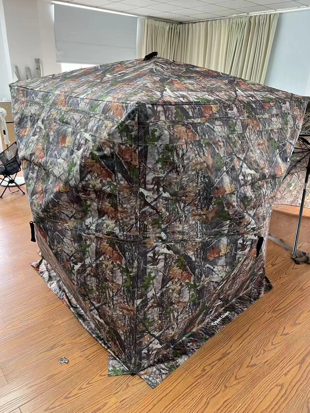 Hunt Quiet Hunting Blinds with See Through Fabric, Waterproof Top & Oversized Door. 270° Panoramic View for Superior Deer, Turkey & Duck Hunting. Comes with Portable Packaging. Camouflage Design.
