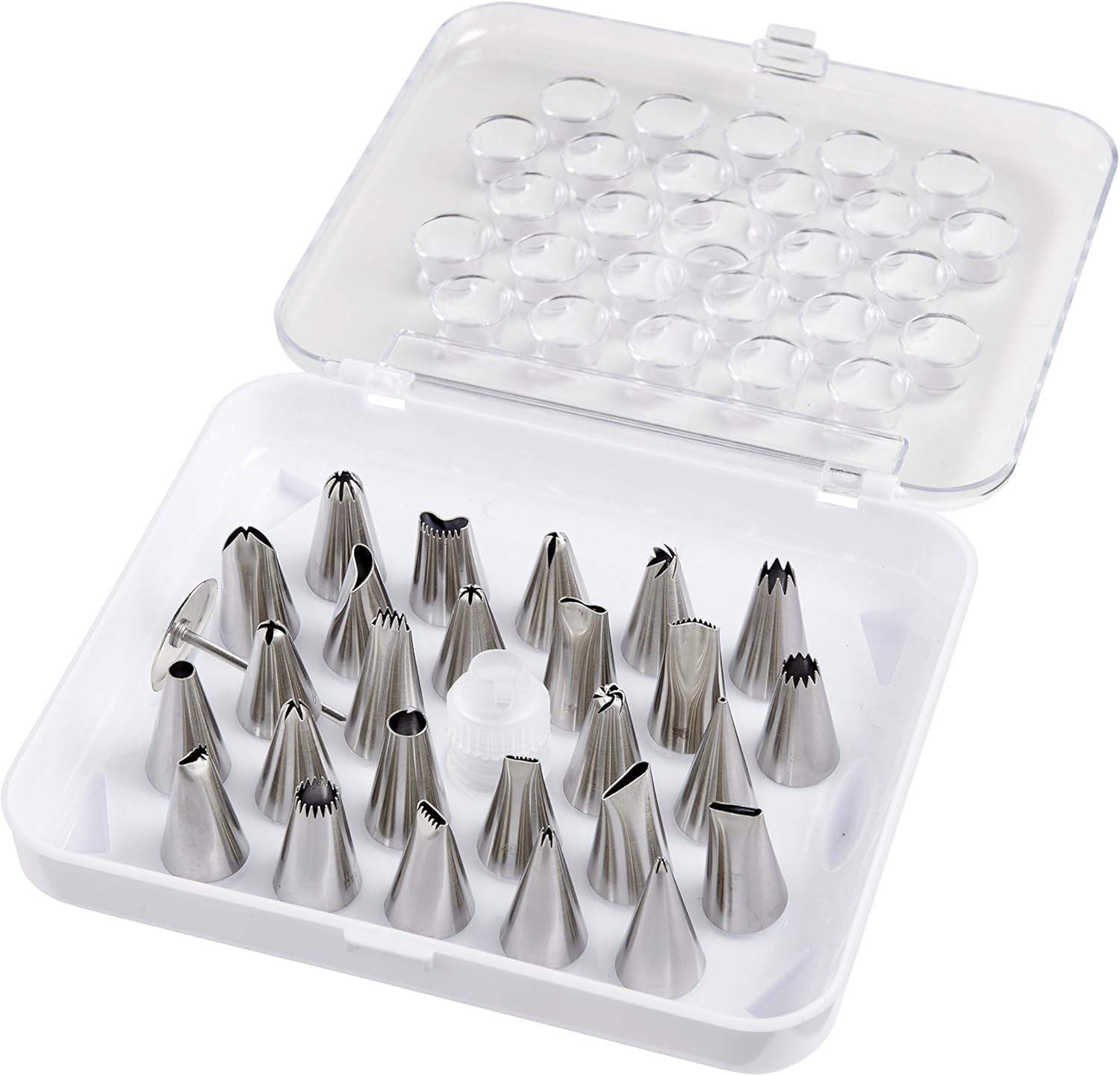 29-Piece Stainless Steel Cake Decorating Tip Set with Storage Case