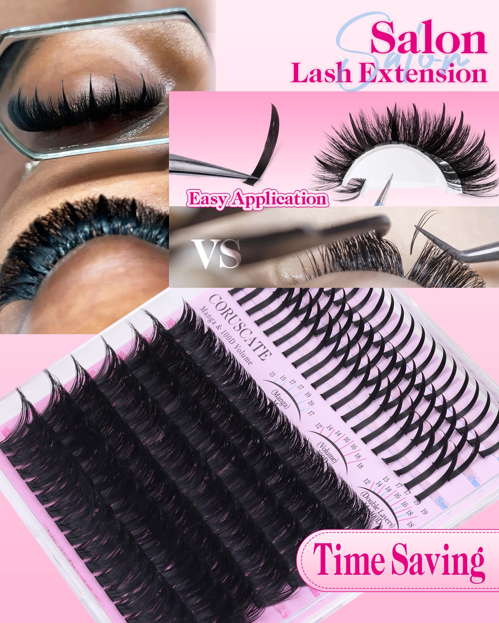 CORUSCATE Brown Lash Clusters with Spikes 60D80D Cluster Eyelash Extensions 12-22mm DIY Spiky Individual Lashes Mega Eyelash Clusters Volume Mink Strip Cluster Lashes: Eyelash Clusters Mini