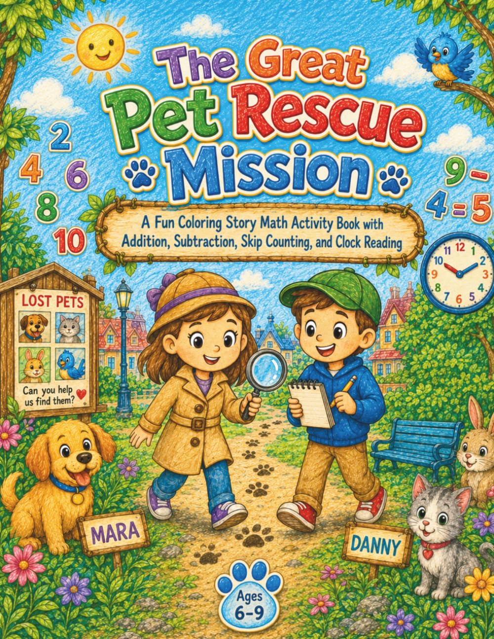 The Great Pet Rescue Mission: A Fun Coloring Story Math Activity Book with Addition, Subtraction, Skip Counting, and Clock Reading