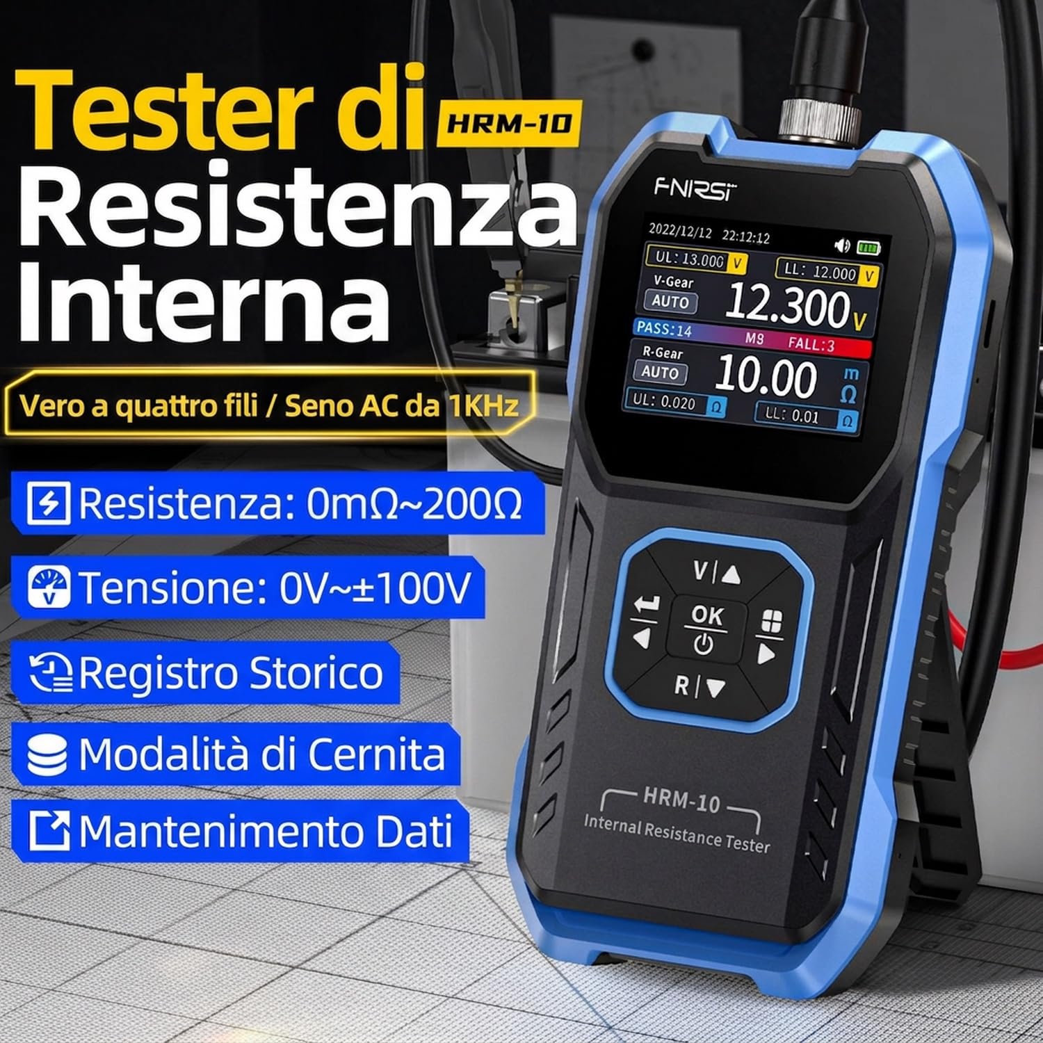 Tester di resistenza interna batteria 100V 200Ω HRM-10 tester digitale tensione batteria Li Lab Zine Bcb