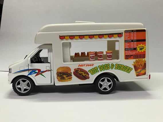 KinsFun Food Truck Die Cast Metal 5 inch Pullback Action