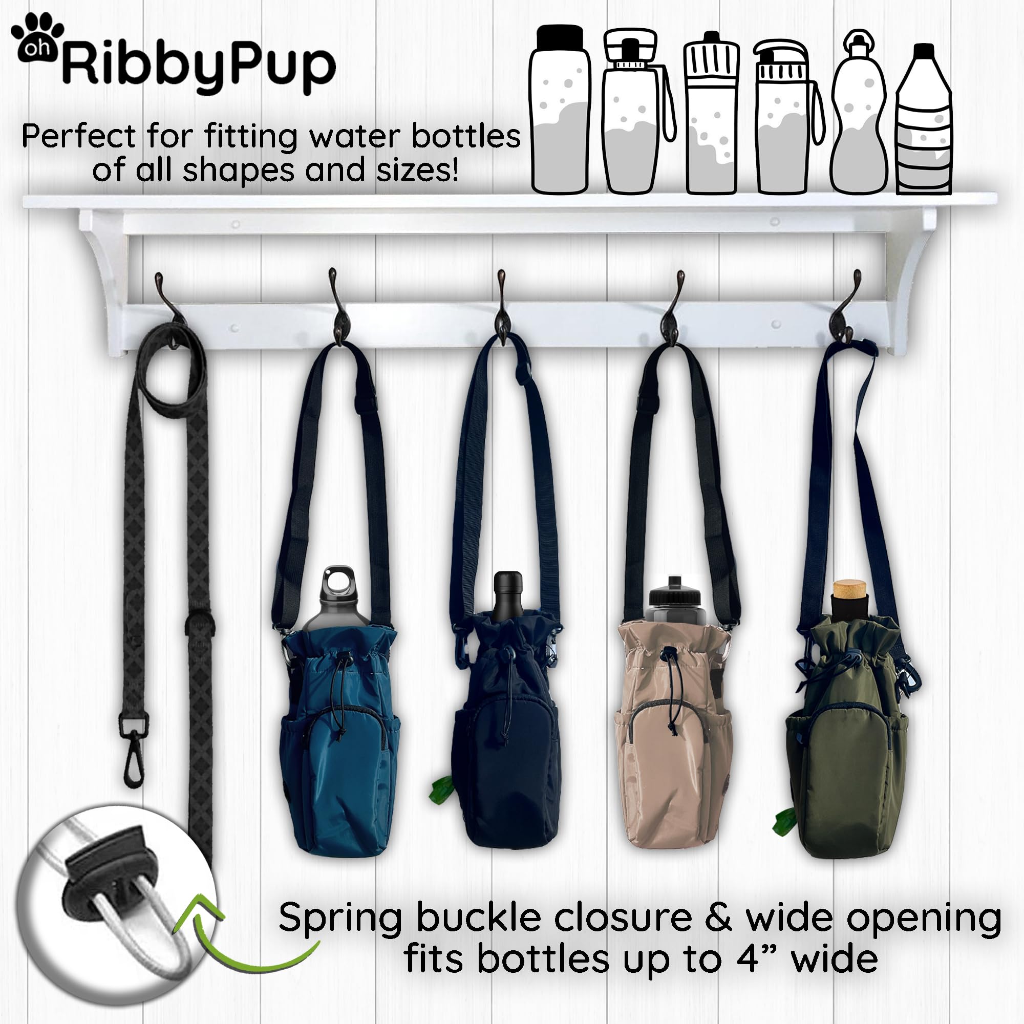 Bolsa Impermeable para pasear Perros y Soporte Universal para Botella de Agua, dispensador de Bolsas de excremento Integrado, Bolsa Cruzada Unisex para Caminar, Senderismo, Entrenamiento