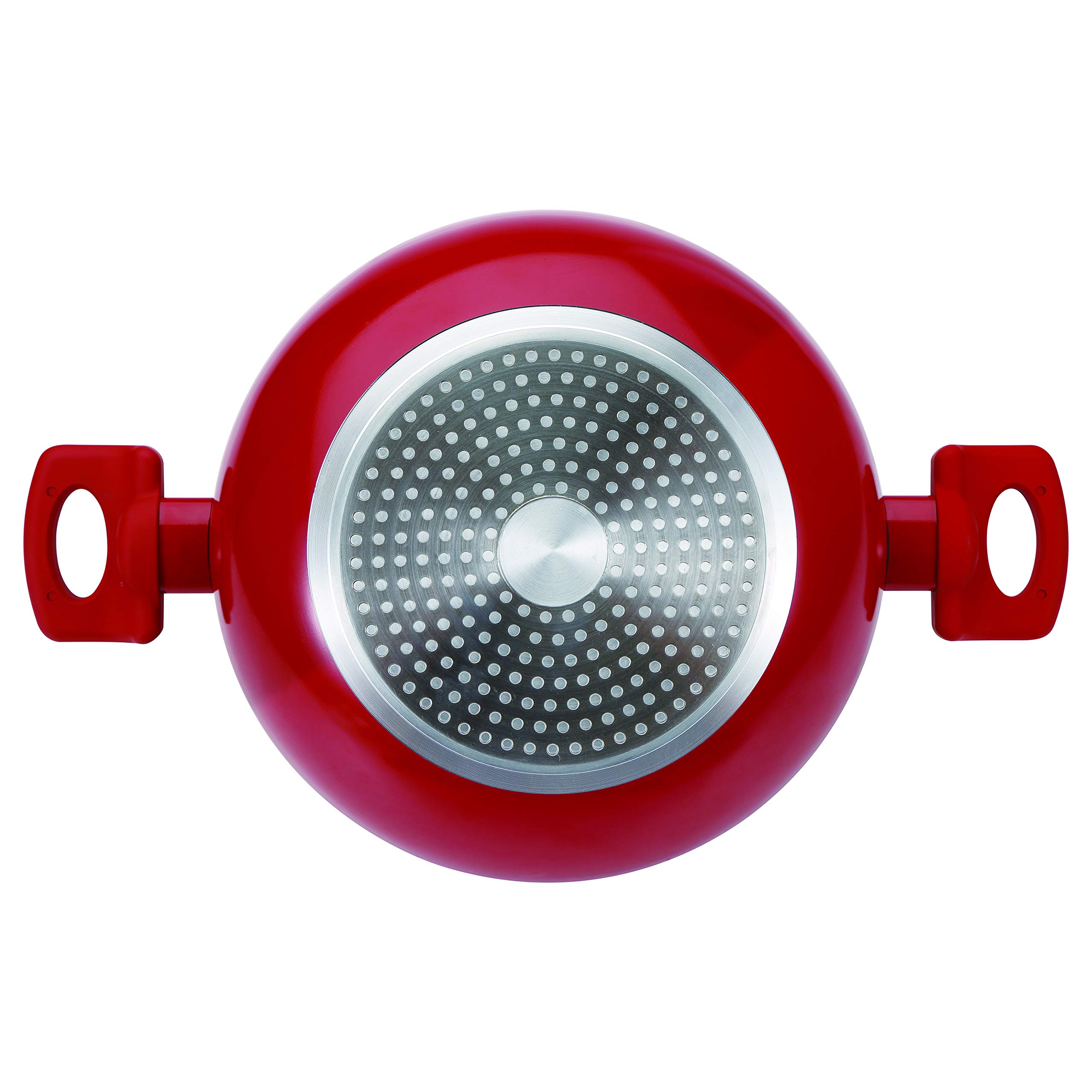 BERGNER Bellini Plus Press Aluminium Kadai with Glass Lid, 28 Cm Induction Base, Red - Image 6 thumbnail