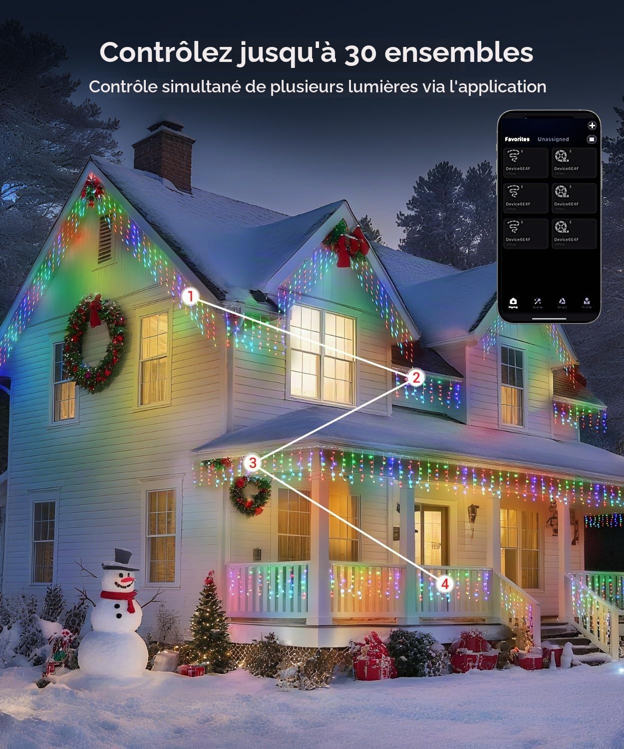 Quntis Rideau Lumineux Noel Exterieur avec APP & Télécommande, 5M×0.6M Rideau LED Lumineux Intelligentes, 16 Millions de Couleurs & 60+ Modes Guirlande Lumineuse Rideau, Luminosité Réglable