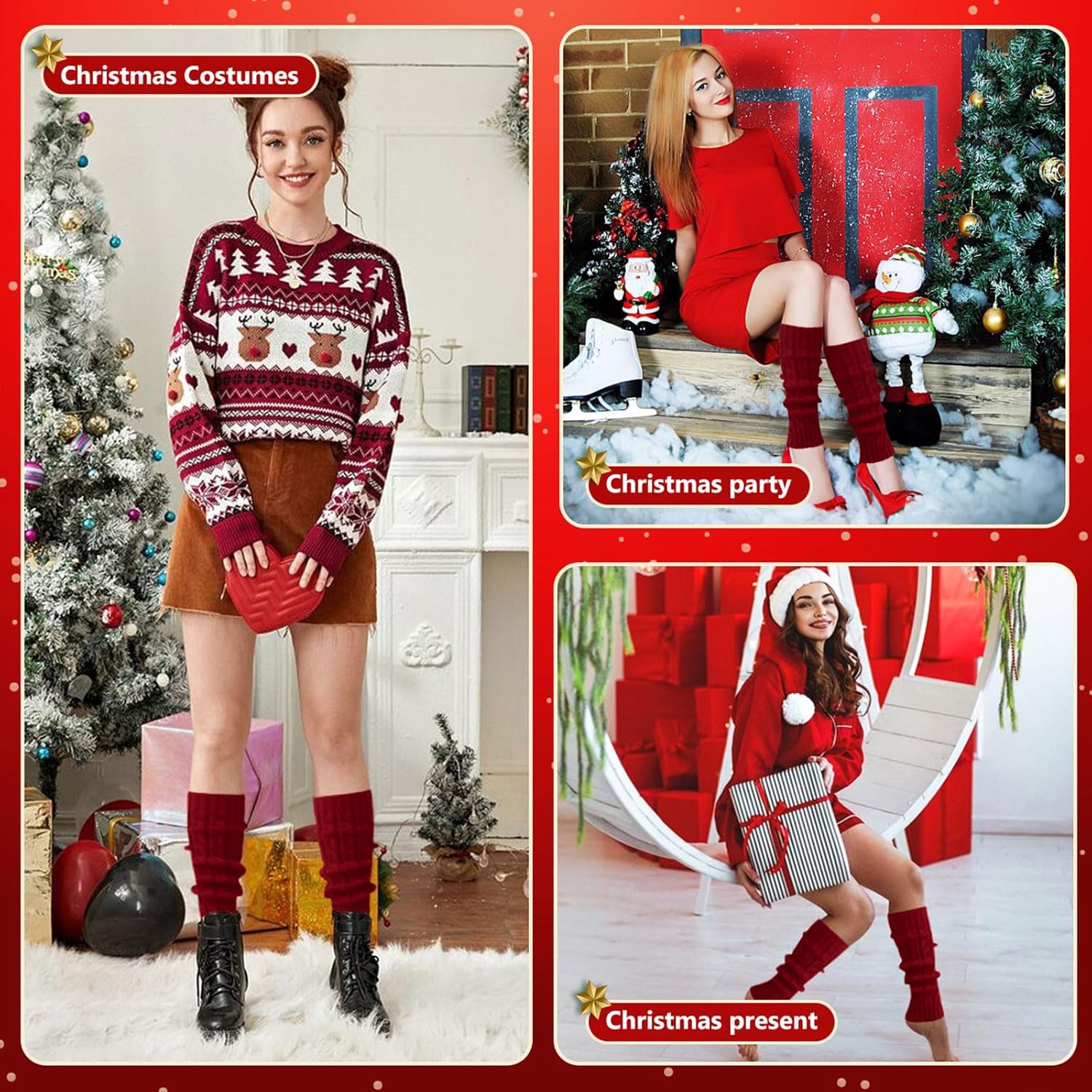 Junely Leg Warmers for Women 80s Cable Knit Leg Warmer for Ballet Dance Figure Skating Yoga Party Junior Neon Long Socks - Image 3