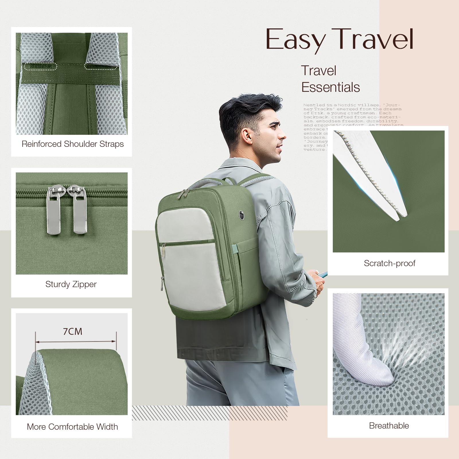 RuoSien Zaino 40x30x20 per Ryanair,Bagaglio a Mano Antifurto per Wizz Air e Vueling,Zaino da Viaggio, Borse da Cabina e Zaini Casual con Tasca Laptop Donna e Uomo