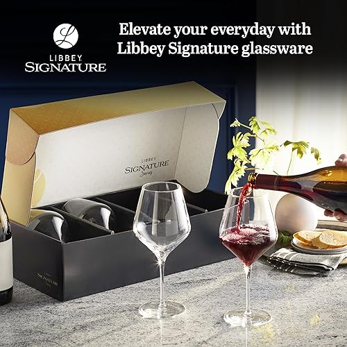 Vista 29 de Libbey Signature - Copas de vino multiusos, con tallo, modernas copas de vino rojo y blanco, juego de 4, elegante juego de regalo de copas de vino