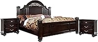 Vista 1 de Furniture of America Malierd d - Juego de cama tradicional de 3 piezas con 2 mesitas de noche, King, nogal oscuro Marrón oscuro