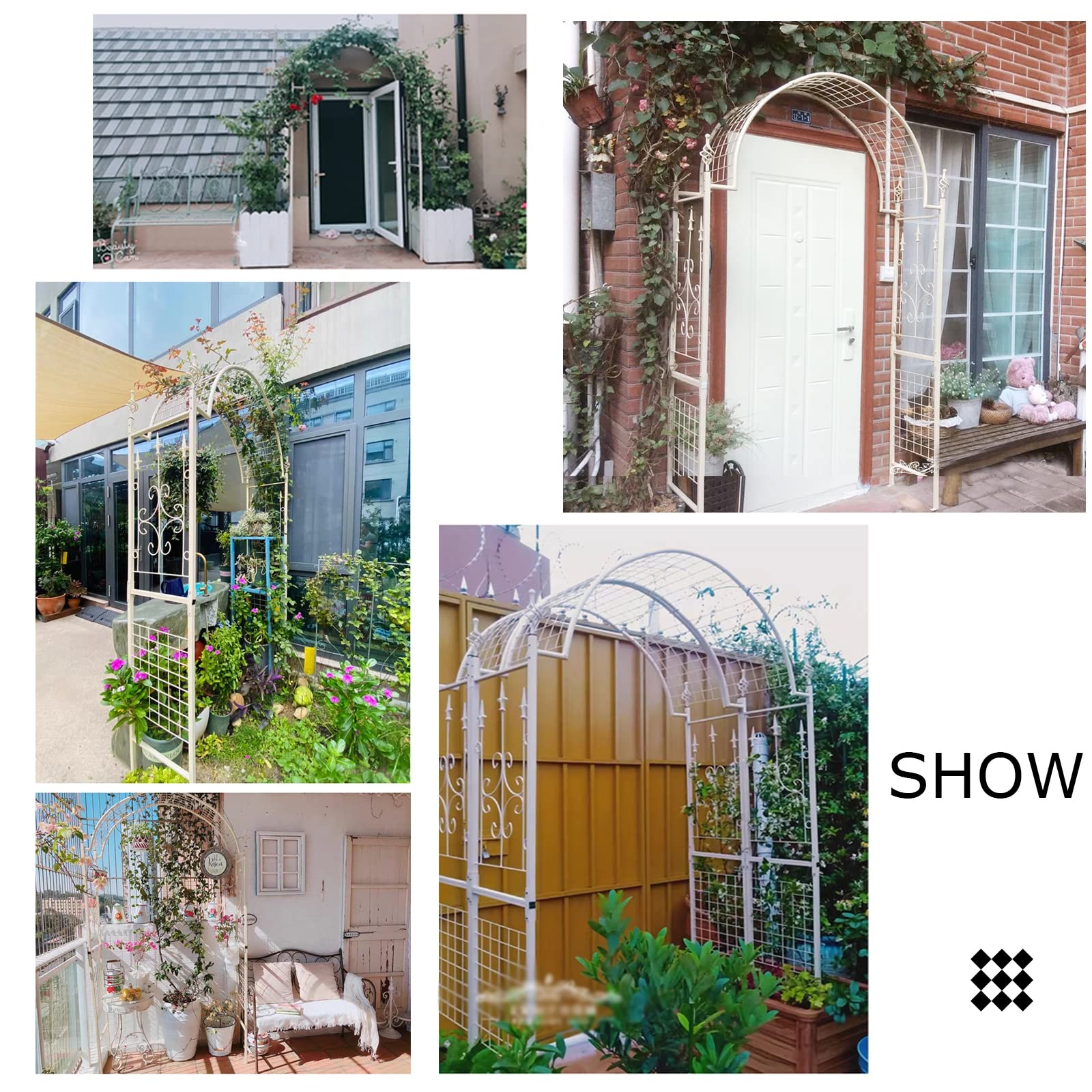 Solidny metalowy łuk ogrodowy do roślin pnących, czarny 130 cm / 51,1 cala Trellis Rose Arbor, idealny na uroczystości i dekoracje trawnika na zewnątrz