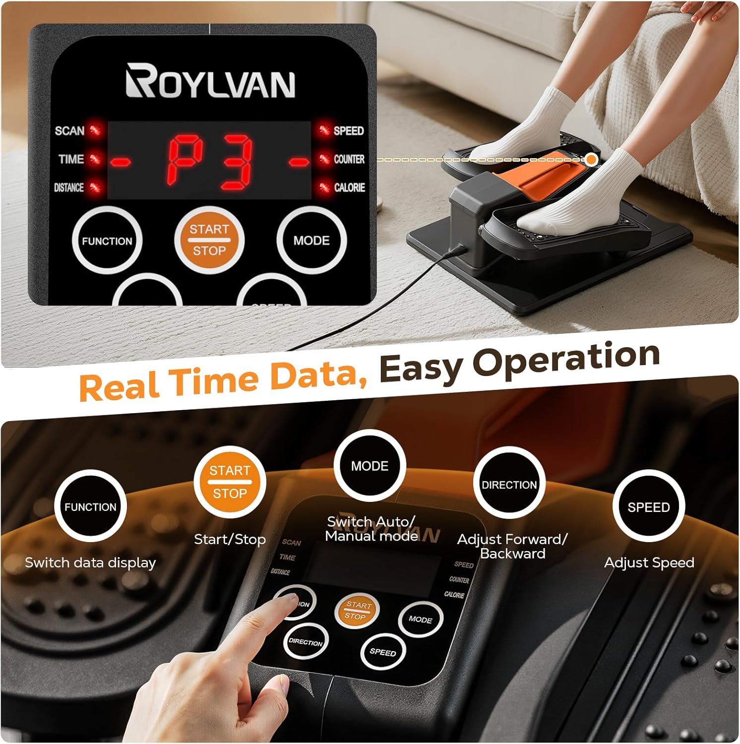 Under Desk Elliptical Machine, Electric Ellipse Leg Exercise as seen on TV, Quiet Seated Pedal Elliptical for Seniors with Remote Control for Home Office, 12 Adjustable Speeds - Image 6