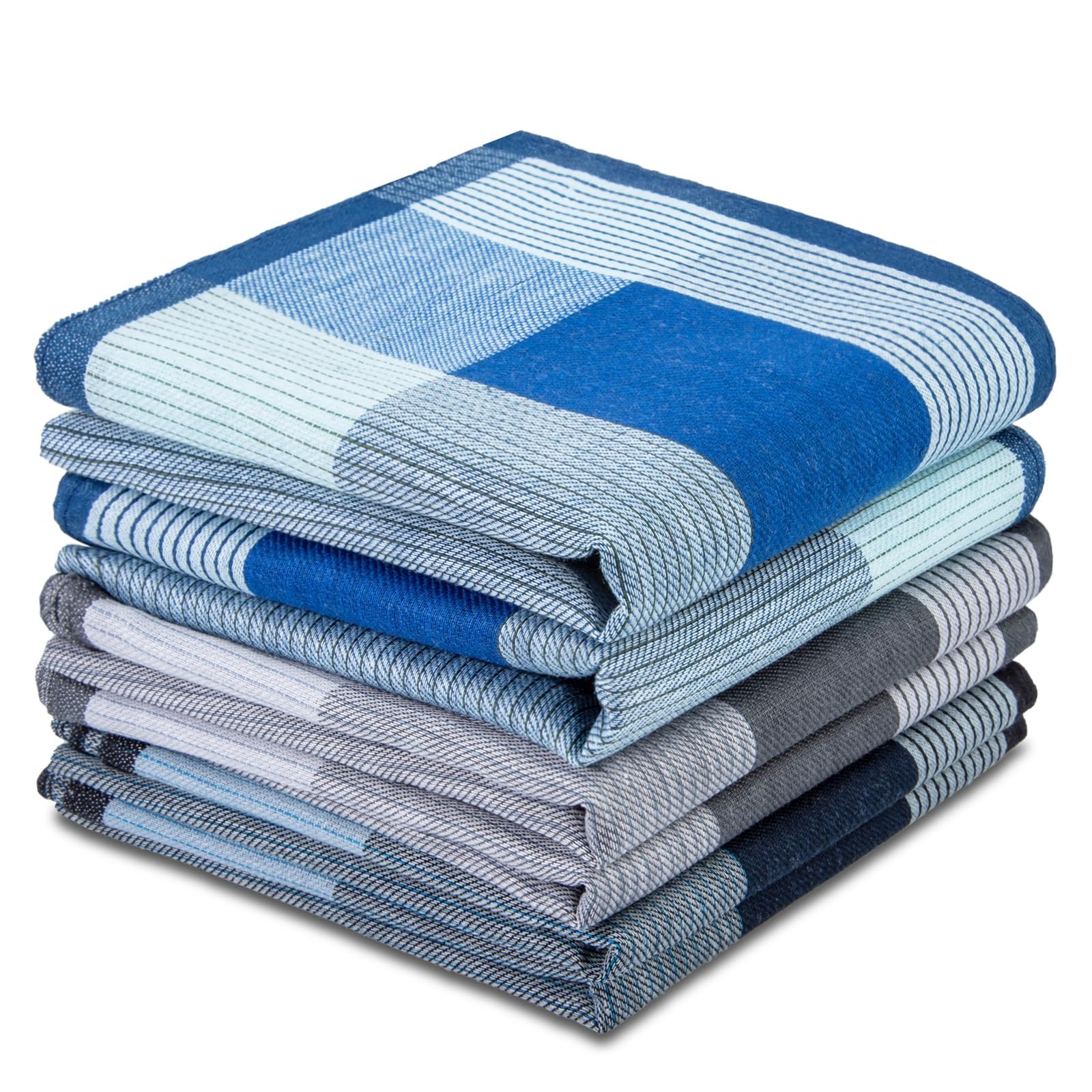 KASTWAVE Men's Soft Cotton Handkerchiefs, Mens Premium Handkerchiefs Cotton White Pocket Square Hanks, with Elegant Pattern in Assorted Color, Fine 17 inches Large Hankies Pocket Square, for Men Women