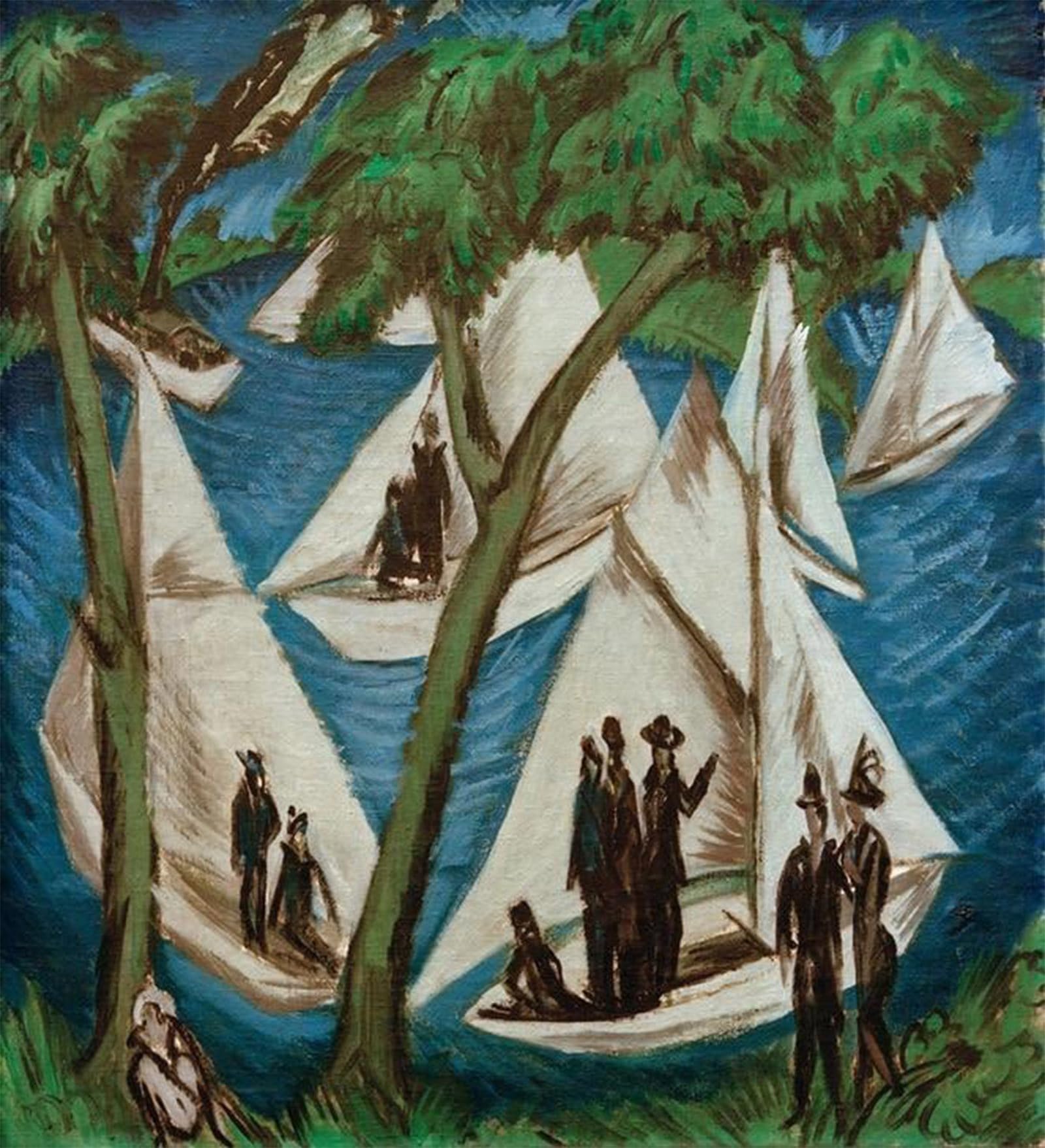 Posteriik No Frame Famous Animal Posters Vintage Picture Sailboats At Grünau By Ernst Ludwig Kirchner Modern Wall Decor For Home Decor 60X90cm