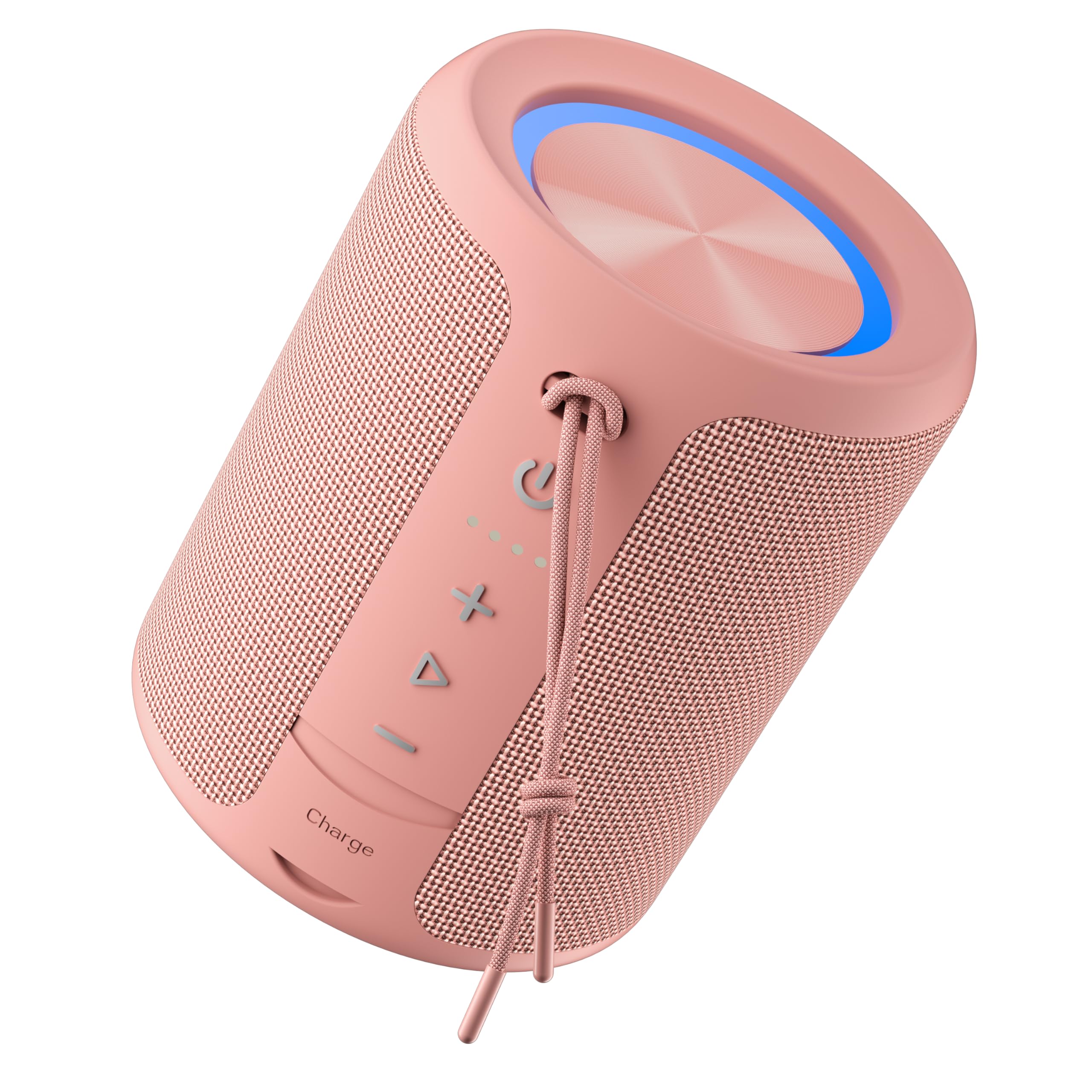 Portable Bluetooth Speaker, IPX7 Waterproof Wireless Speaker with 20W Loud Stereo Sound, 15H Playtime &amp; Beat-Synced RGB Light, Small Outdoor Speaker for Shower, Pool, Beach,Hiking,Gifts(Pink)