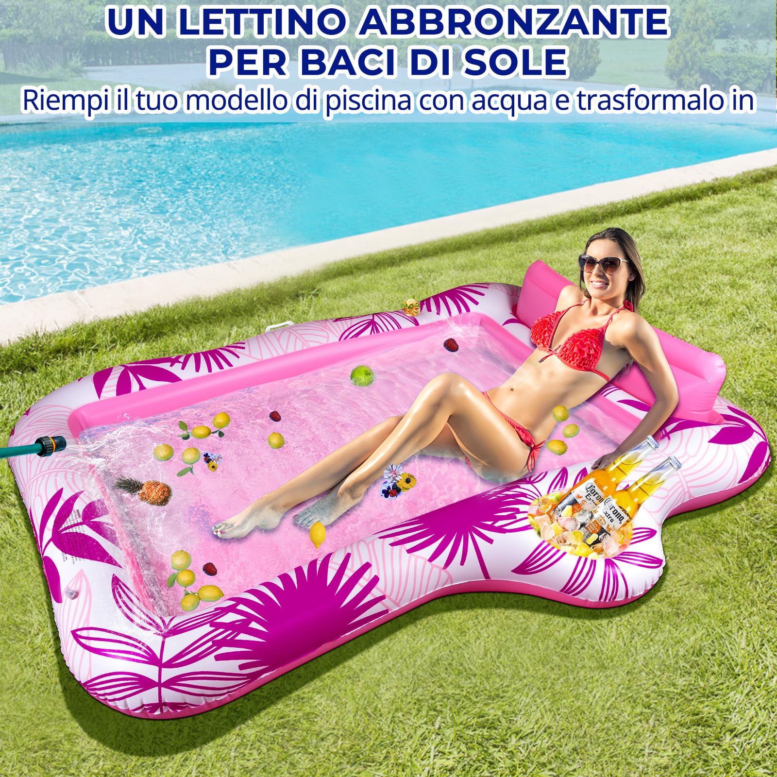 BuzzoXerex Materassino Gonfiabile Piscina Doppio Grande Adulti con Poggiatesta e Portabibite