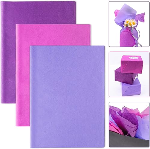 MR FIVE 90 hojas de papel de seda morado a granel, 14 x 20 pulgadas, papel de seda morado para bolsas de regalo, bolsa de regalo púrpura para el día
