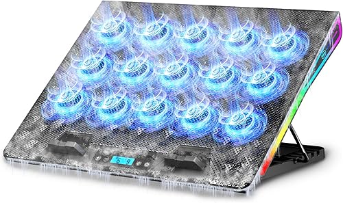 AICHESON Almohadilla de refrigeración para laptop para juegos con 15 ventiladores más fríos, base de soporte RGB Ultimate para computadora con