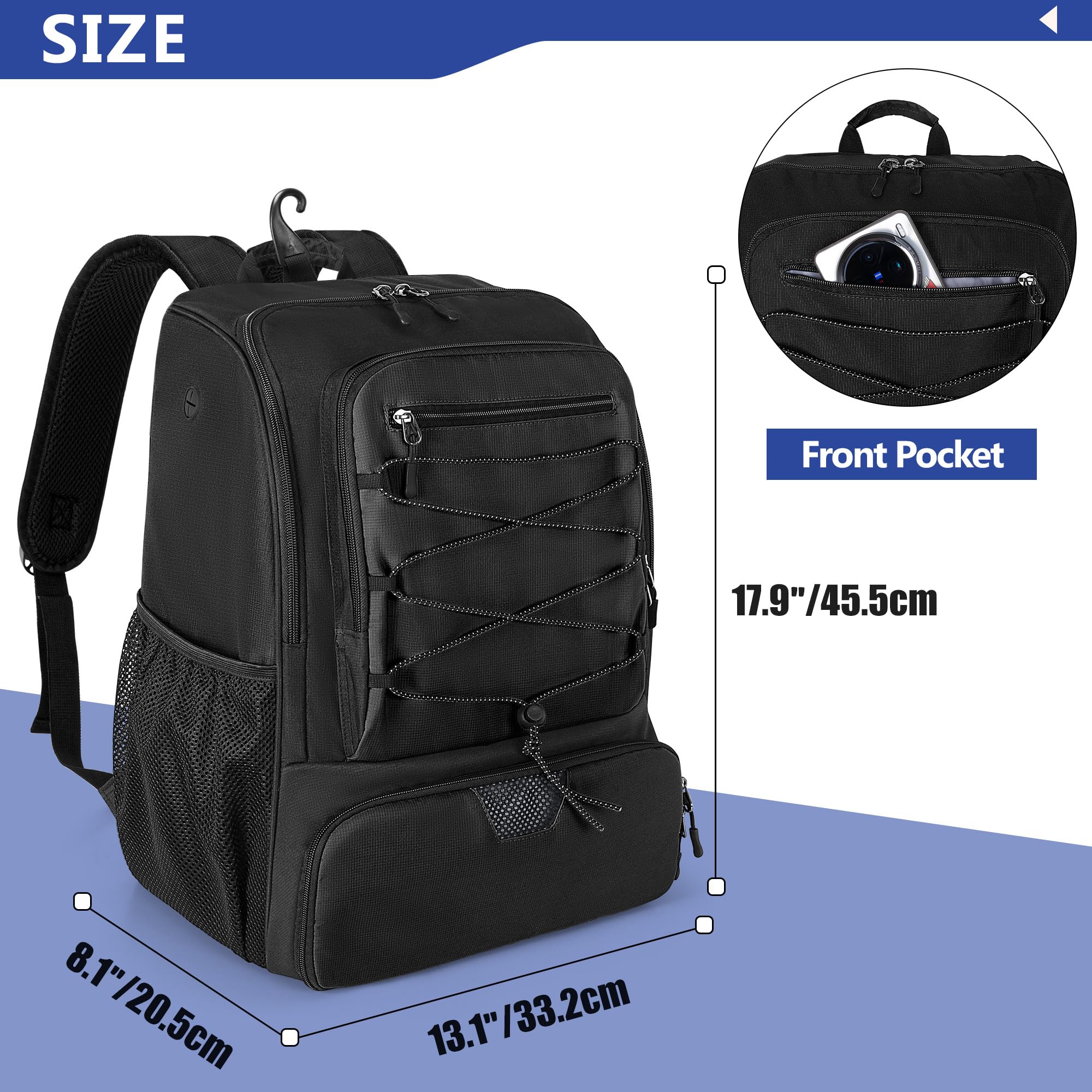 GOBUROS Sac De Pickleball Pour 4 Pagaies Avec Compartiment à Chaussures