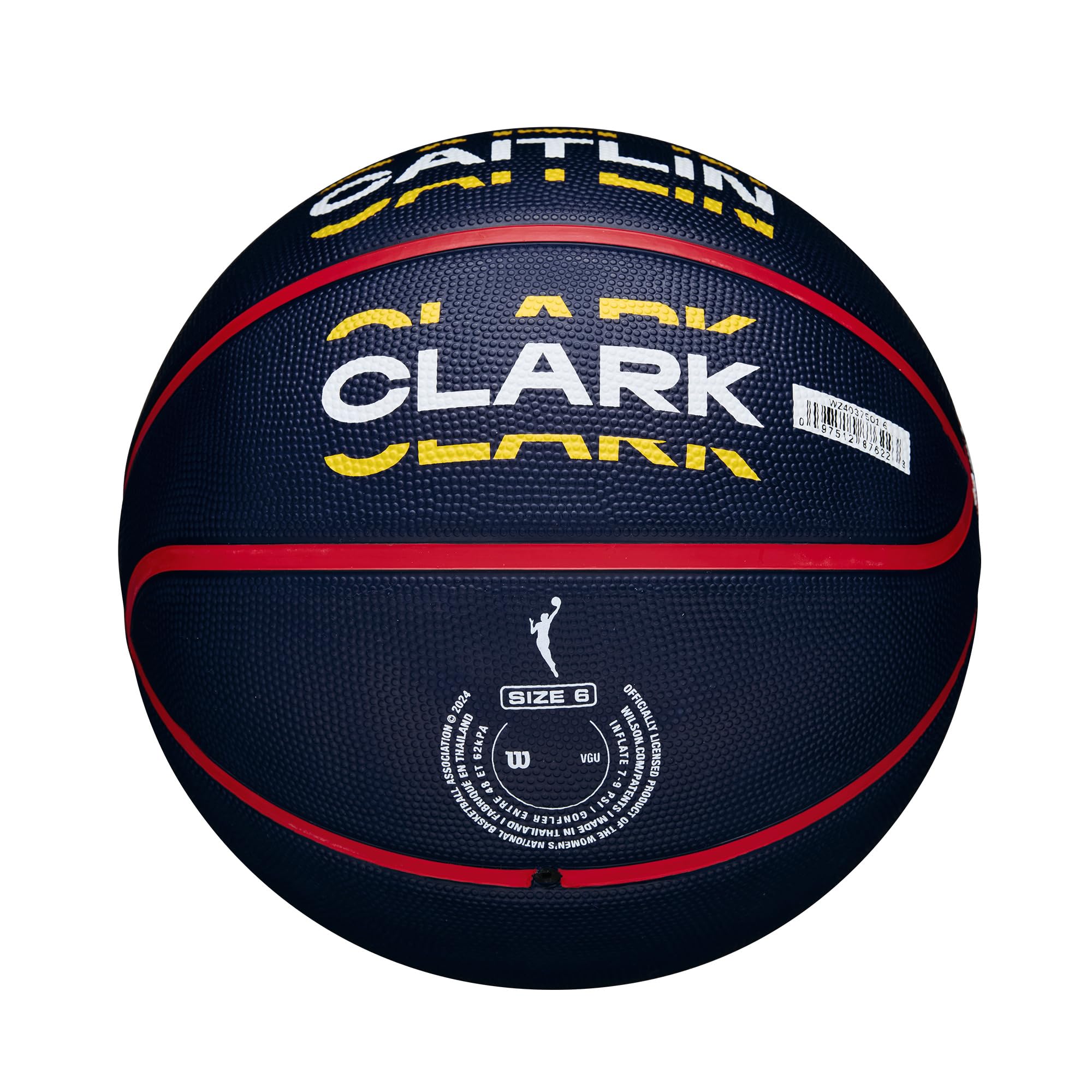 WILSON WNBA Caitlin Clark Fever Rising Balón de baloncesto, azul marino/rojo, tamaño 6-28.5 pulgadas