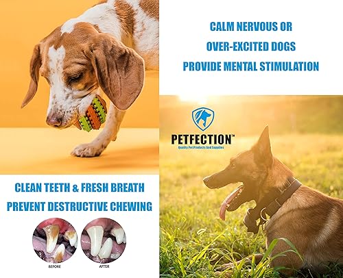 Miniatura 2 de PETFECTION Juguetes masticables para perros, paquete de 3, juguetes para perros para masticadores agresivos de razas grandes, limpieza de dientes