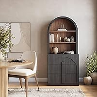 Vista 65 de BELLEZE Aparador Modular Acanalado Buffet con Almacenamiento, Mesa Consola Moderna de Mediados de Siglo con Puertas Arqueadas Simétricas, Elegante