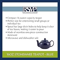 Vista 12 de Colección de teteras de gres RSVP International, apta para microondas y lavavajillas, 16 onzas, azul