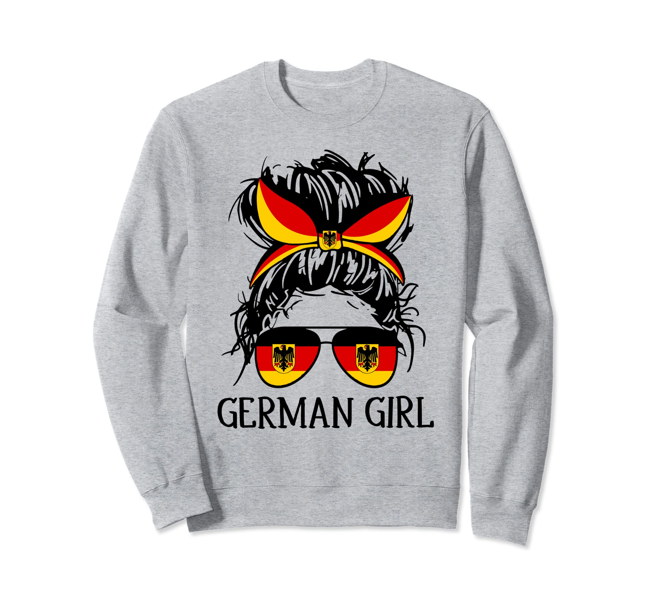 Geman Girl Geman Flag Geman Pride-Mom Messy Bun Hair Sweatshirt