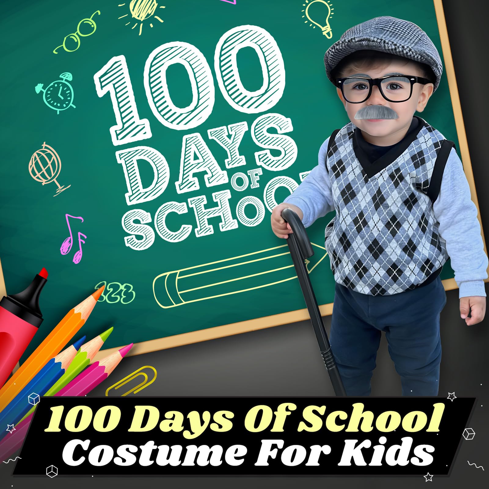 Old Man Costume For Kids 100th Day Of School Costume For Boys Grandpa Costume 100