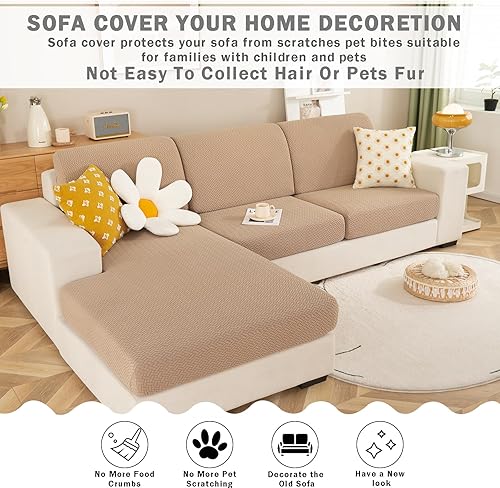 Miniatura 5 de Fundas de sofá suaves y flexibles, fundas de cojín de repuesto para sofá, fundas de cojín elásticas y suaves para sofá en forma de L, fundas de