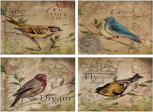 Miniatura 7 de Juego de 4 manteles individuales vintage con temática del mar, playa costera, océano, impermeables, resistentes al calor, lavables, antideslizantes,