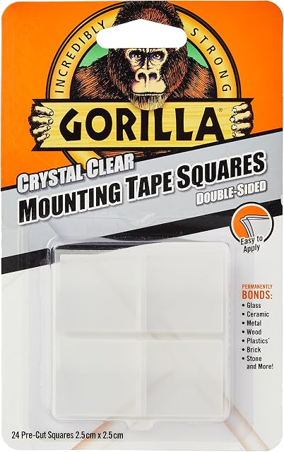 Gorilla Mounting Tape Squares Crystal Clear (1 Pack)