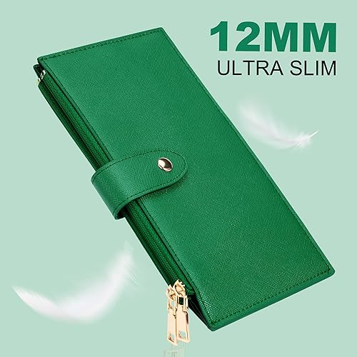 Miniatura 8 de Travelambo - Cartera con protección por interferencia de radiofrecuencia, para mujer, tamaño grande, plegable, para varias tarjetas, con cierre,