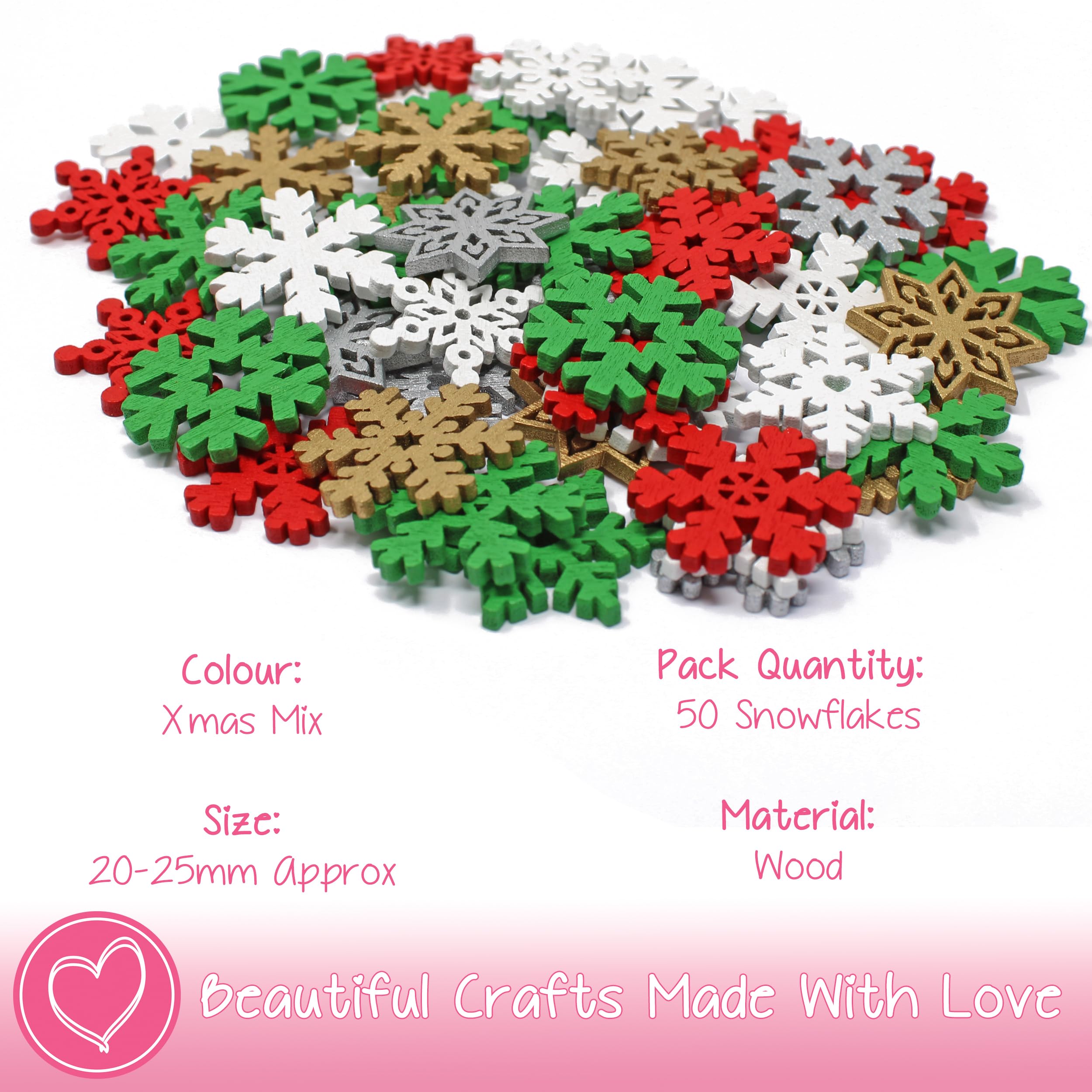 50 Flocons De Neige En Bois Doré - Tailles 20-25 Mm - Pour Cartes, Déco Noël, Scrapbooking