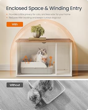 SONGMICS HOME Toolless Assembly Litter Box Enclosure, Cat House