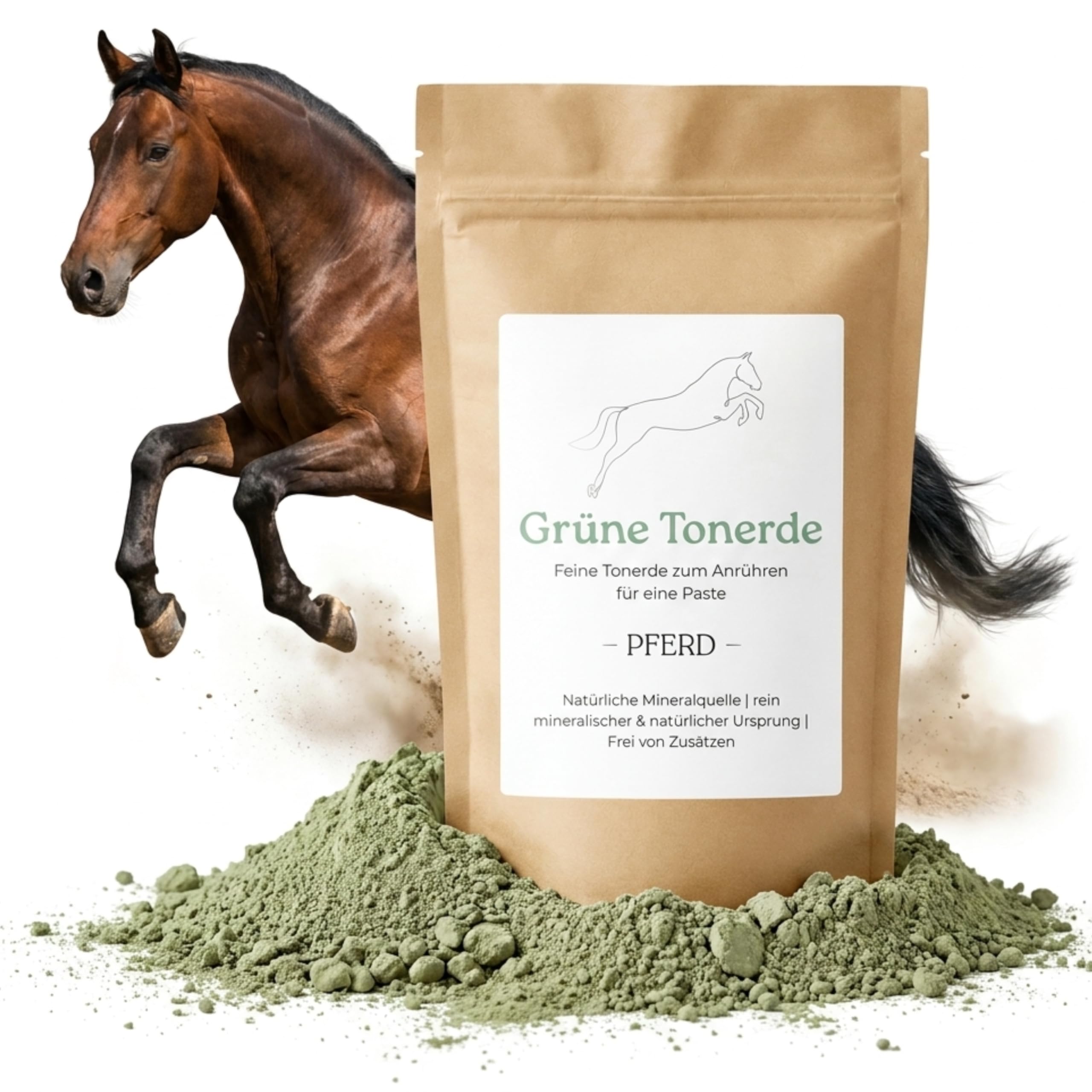 Argilla verde, 2 kg, polvere di argilla fine inferiore a 40 micron, prodotto naturale puro al 100%, senza additivi, da mescolare con acqua, adatta per animali