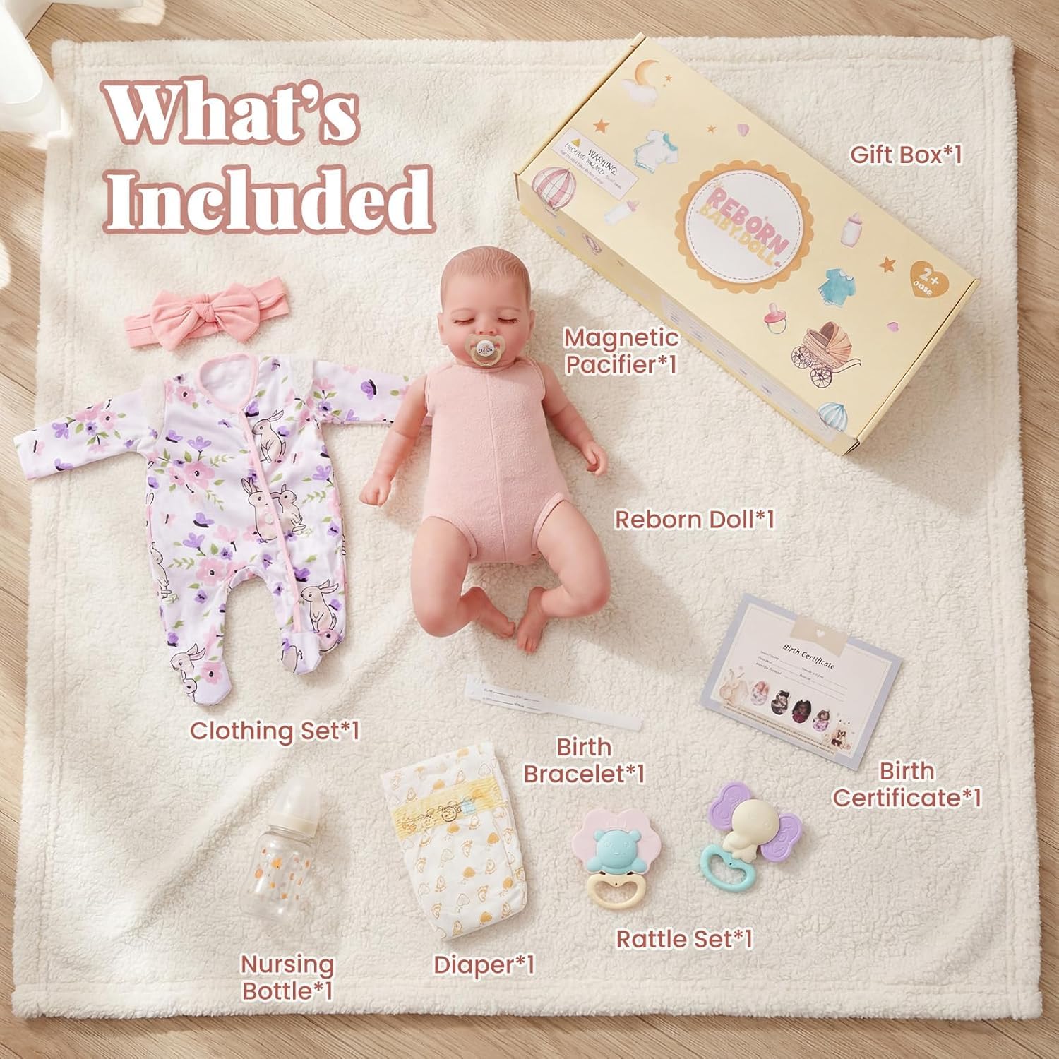 Reborn Female Doll 20 Cali – realistyczna lalka dla noworodków z miękkim ciałem, z ubraniami i akcesoriami – lalka Reborn dla dzieci od 3 lat