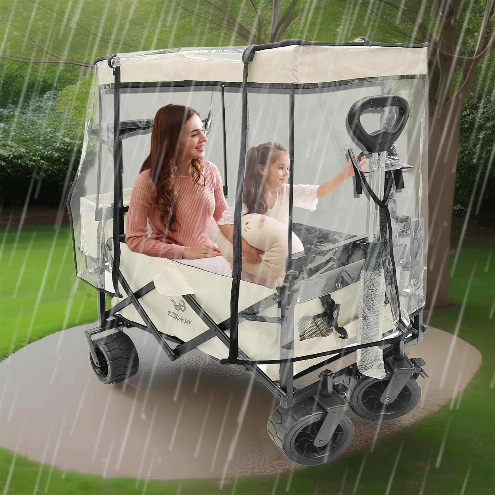 Shyllin Universal Bollerwagen Regenschutz,Regenverdeck,Bollerwagen Zubehör Universal Transparent,Regenabdeckung Transparent,Regenschutzhülle für Klappbaren,110x74x51CM