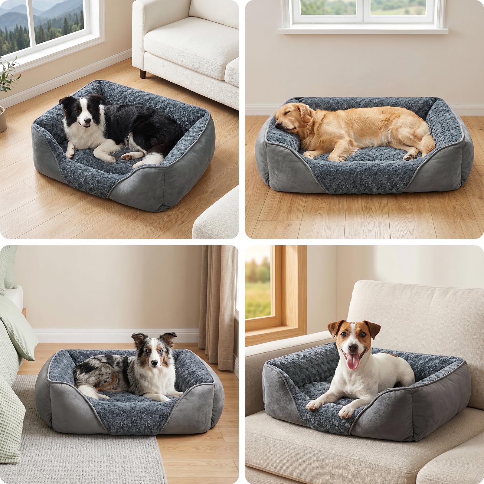 JOEJOY Cama para Perros Medianos, Cama Perro Lavable, Suave, Antideslizante para Pequeños y Medianos y Gatos, 63x53x20cm