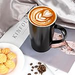 20 oz Grandes tasses à café, Tous les tasses de café 2 avec poignée,Extra Large Plain Céramique Grande Coupe de bière pour les hommes de papa, Noir mat