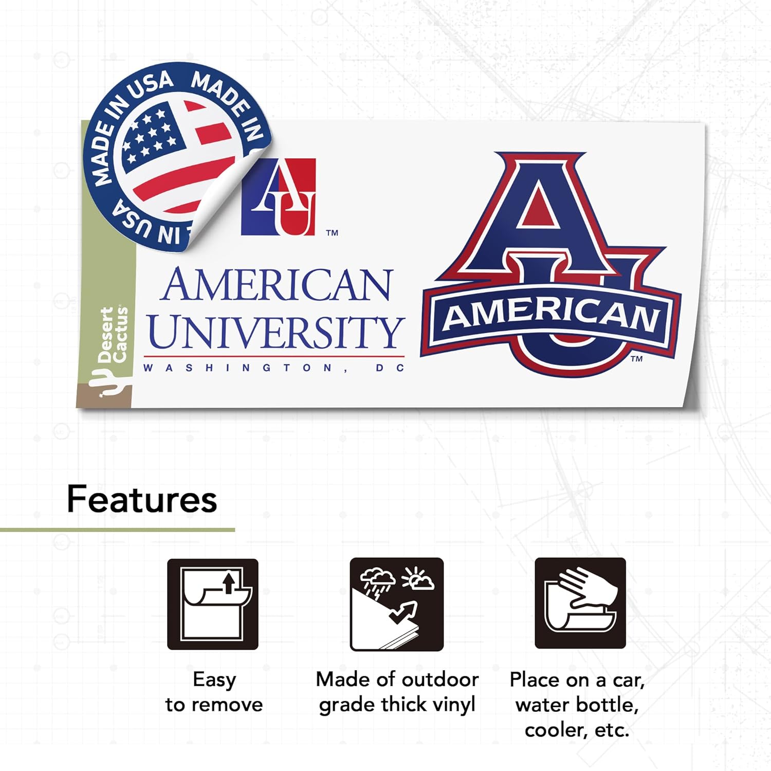 Desert Cactus American University Car Accessories Metal License Plate Frame and Sticker for Front or Rear of Car (Sticker Frame Combo - Mascot)