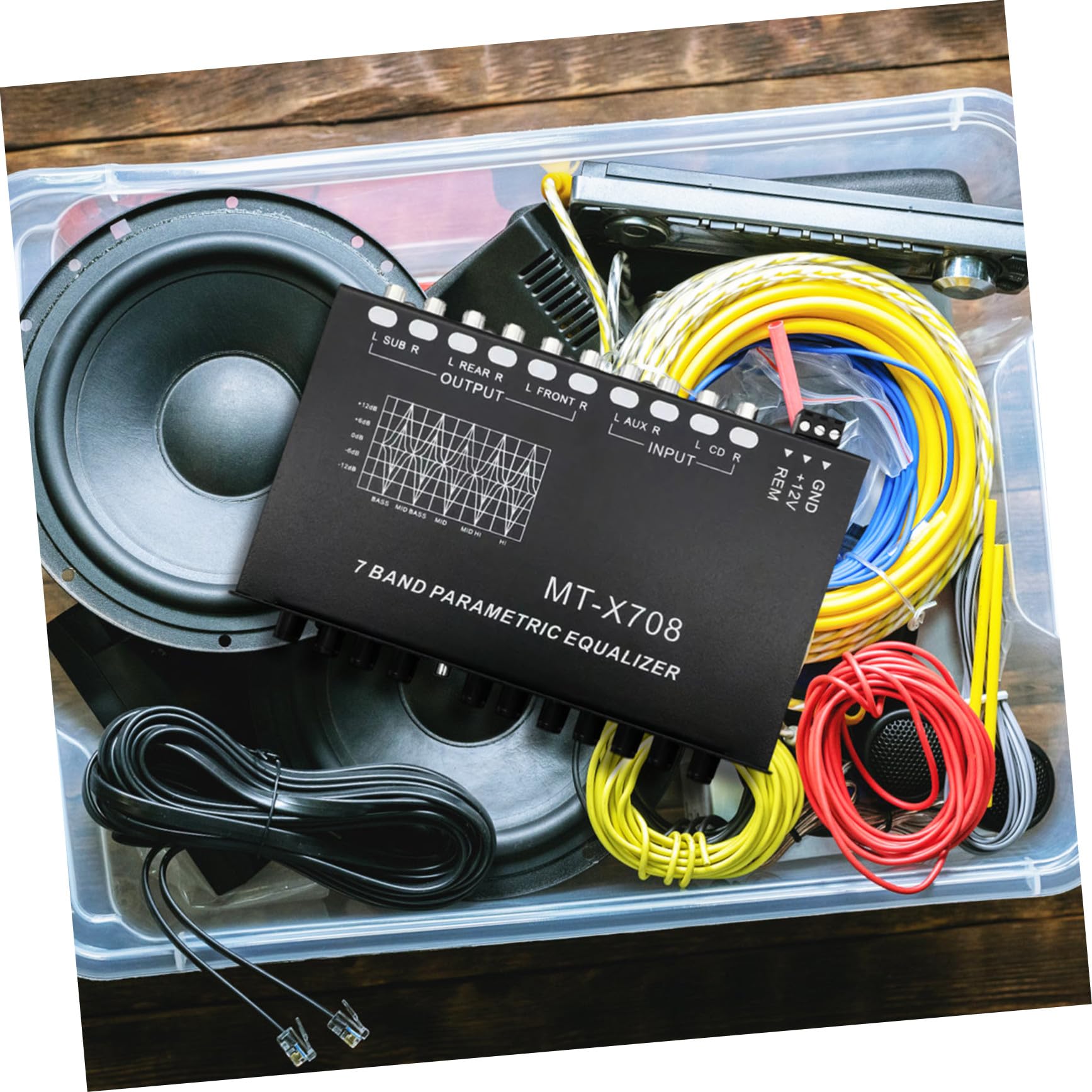 Ecualizador de Coche de 7 Bandas 6 Canales para Mejorar Calidad de Sonido, Instalación Fácil y Estructura Metálica Compatible Sistemas de Audio para Automóvil