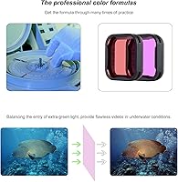 Vista 5 de Juego de filtros de lente para GoPro 7 6 5 negro con filtro CPLcolor rojomagenta, ideal para esnórquelinmersión superficial, accesorios de grabación