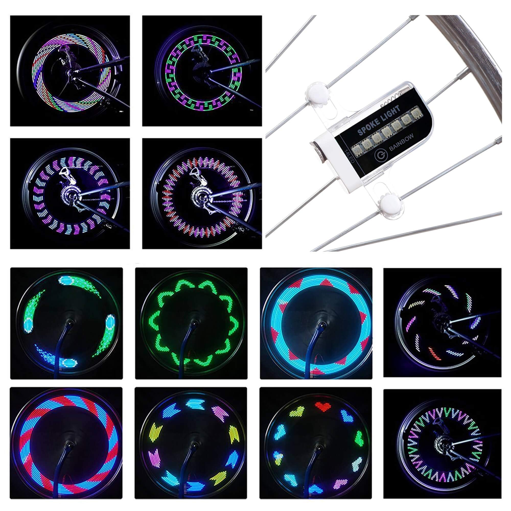 DAWAY LED Bike Wheel Lights - A12 Waterproof Cool Bicycle Tire Light, Safety Spoke Lights for Kids Boys Girls Men Women, 30 Fun Bright Patterns, Auto & Manual Dual Switch, with Battery