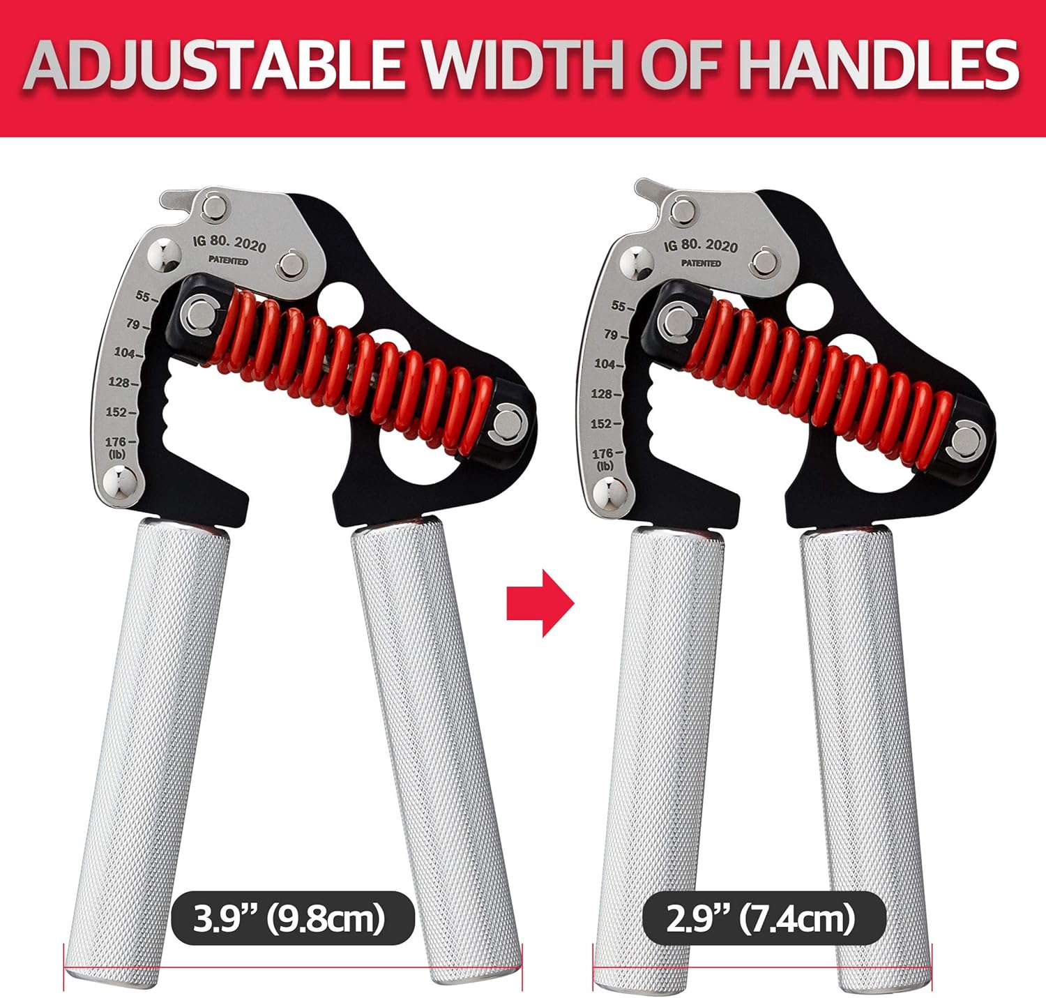 GD Hand Grip Strengthener Premium Iron Grip Light 80 Adjustable Hand Gripper (55 to 176 lb) Grip Strength Trainer Wrist Strengtheners : Everything Else