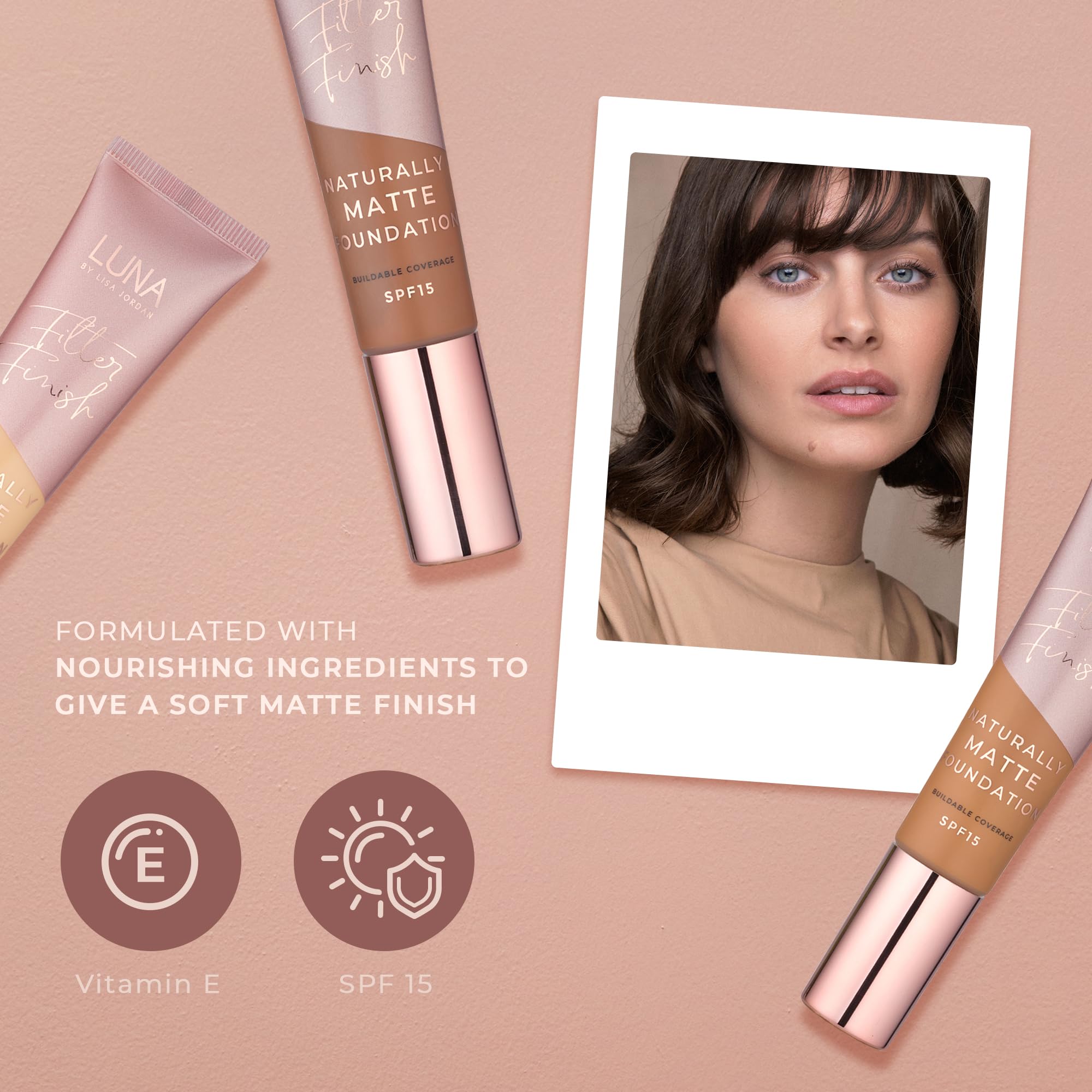 LUNA Matte Foundation in MEDIUM TAN Shade, Contains Vitamin E and SPF15 - Image 4