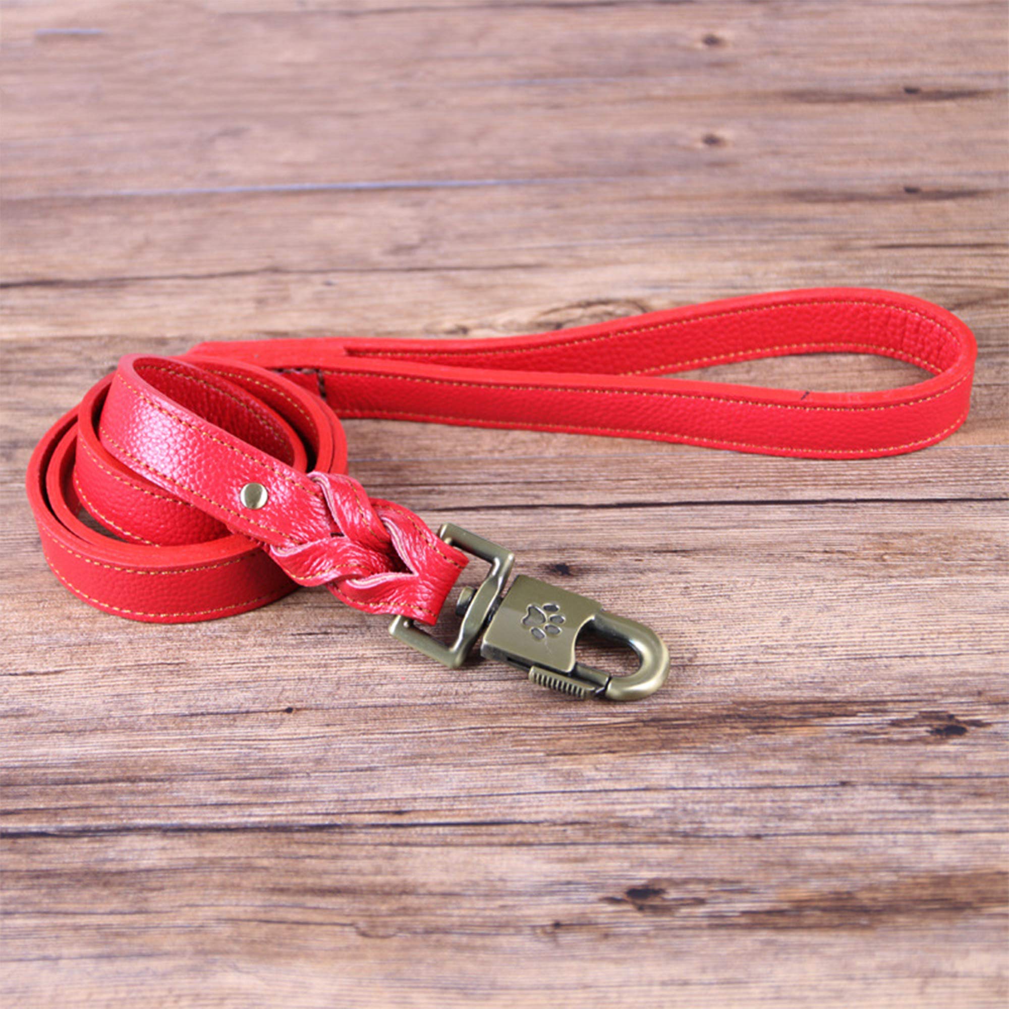 Laisse de Chien en Peau de Vache pour Grands Chiens Pet Puppy Walking Training Lead Big Dog Leather Rope Long Laisses, 120 Cm