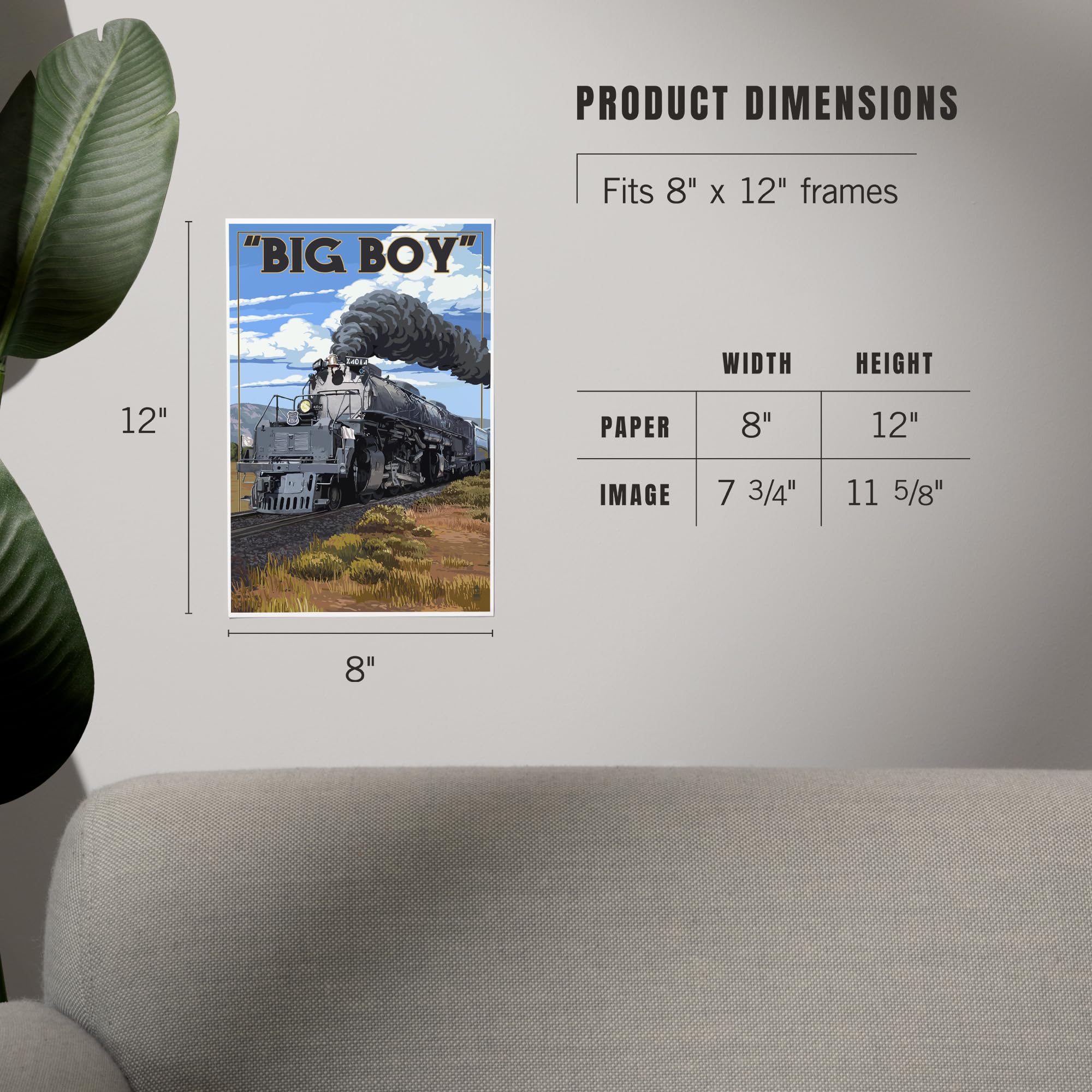 Amazon.com: Lantern Press 8x12 Art Print, Big Boy Steam Engine