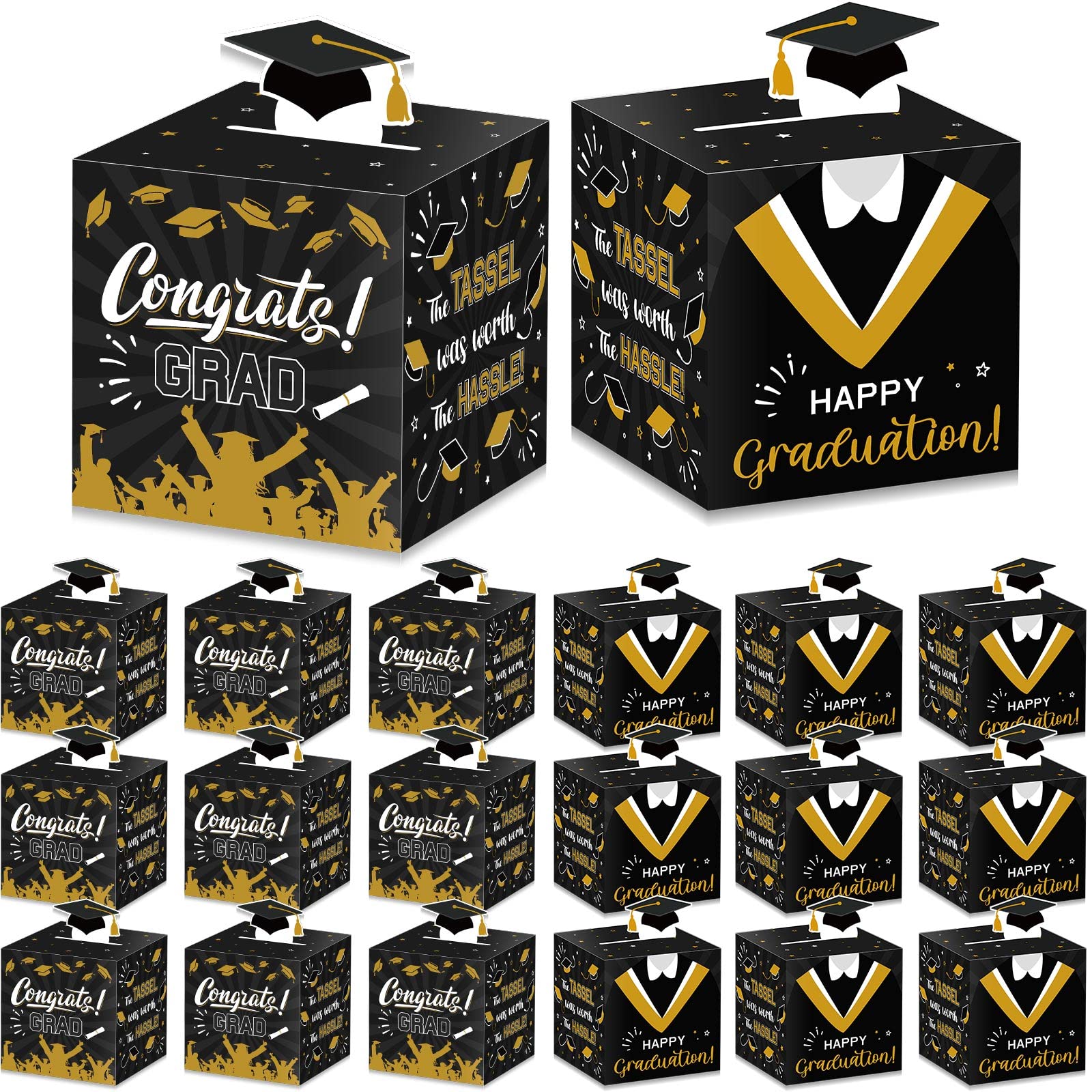 Photo 1 of Zonon 72 Pieces Graduation Cap Candy Boxes Grad Cap Boxes Congrats Grad Gift Box Graduation Party Favors Boxes Congrats Grad Treat Chocolate Box for Graduation Ceremony Party Supplies Decor, Black