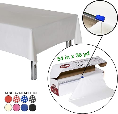 Miniatura 2 de Neatiffy Rollo de mantel de plástico desechable | Mantel impermeable de 54 pulgadas x 108 pies | Mantel para mesas rectangulares, cuadradas,